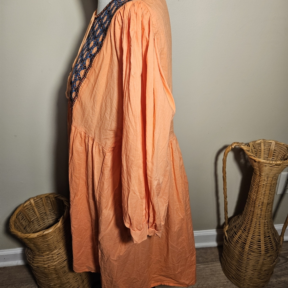 Velzera Orange Mini Dress with Bishop Sleeves - Picture 9 of 14